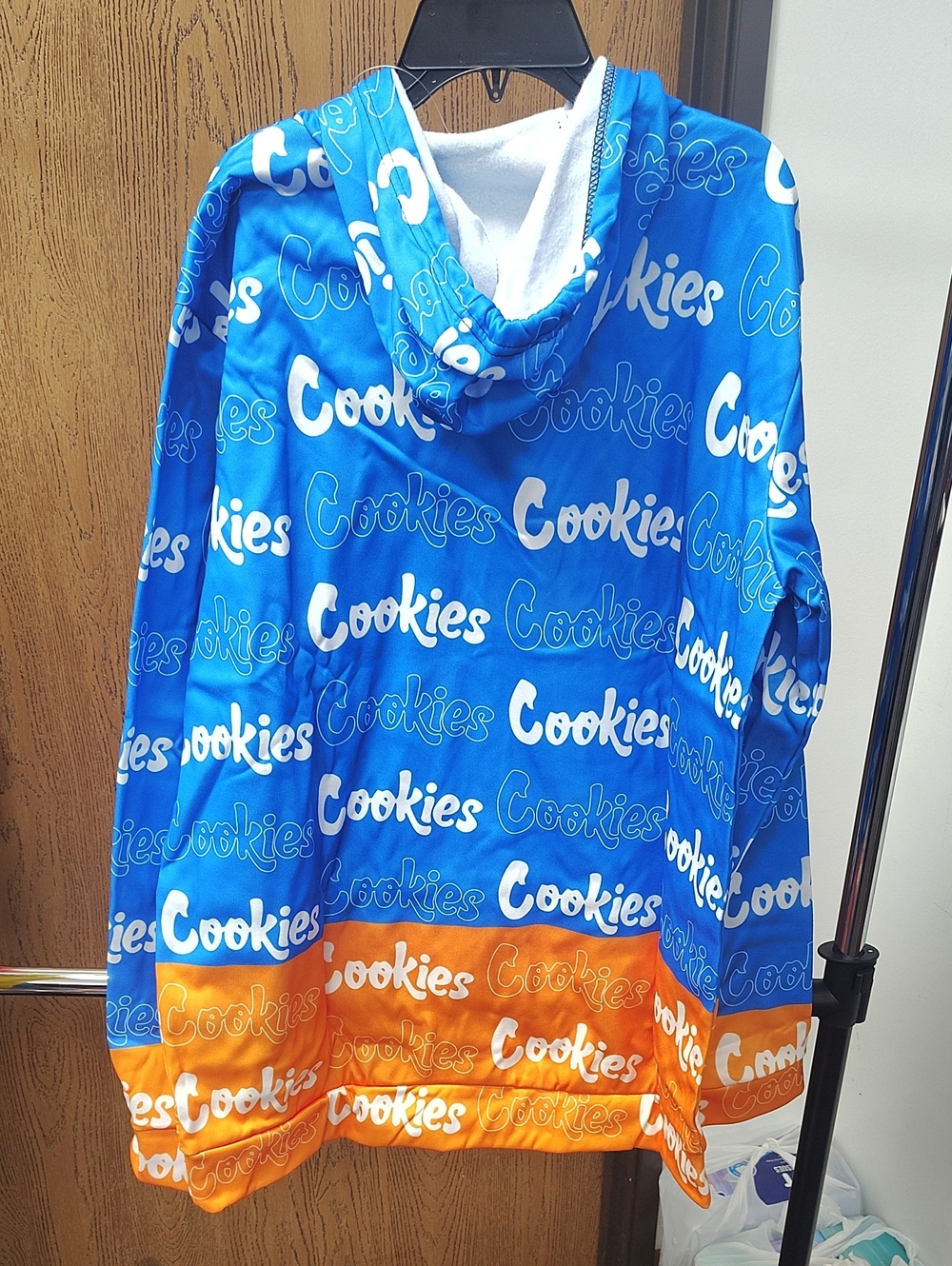 Mens Branded "Cookies" Blue & Orange Hooded Pullover
